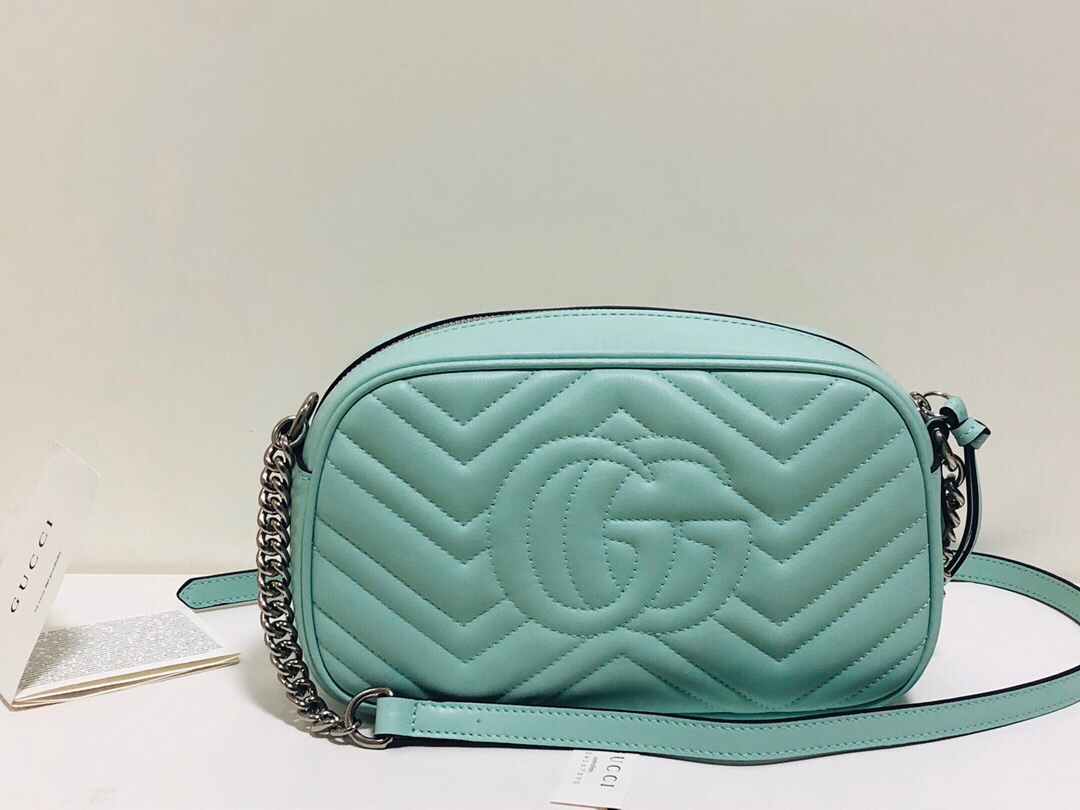 Gucci GG Marmont Small Matelasse Shoulder Bag 447632 Green